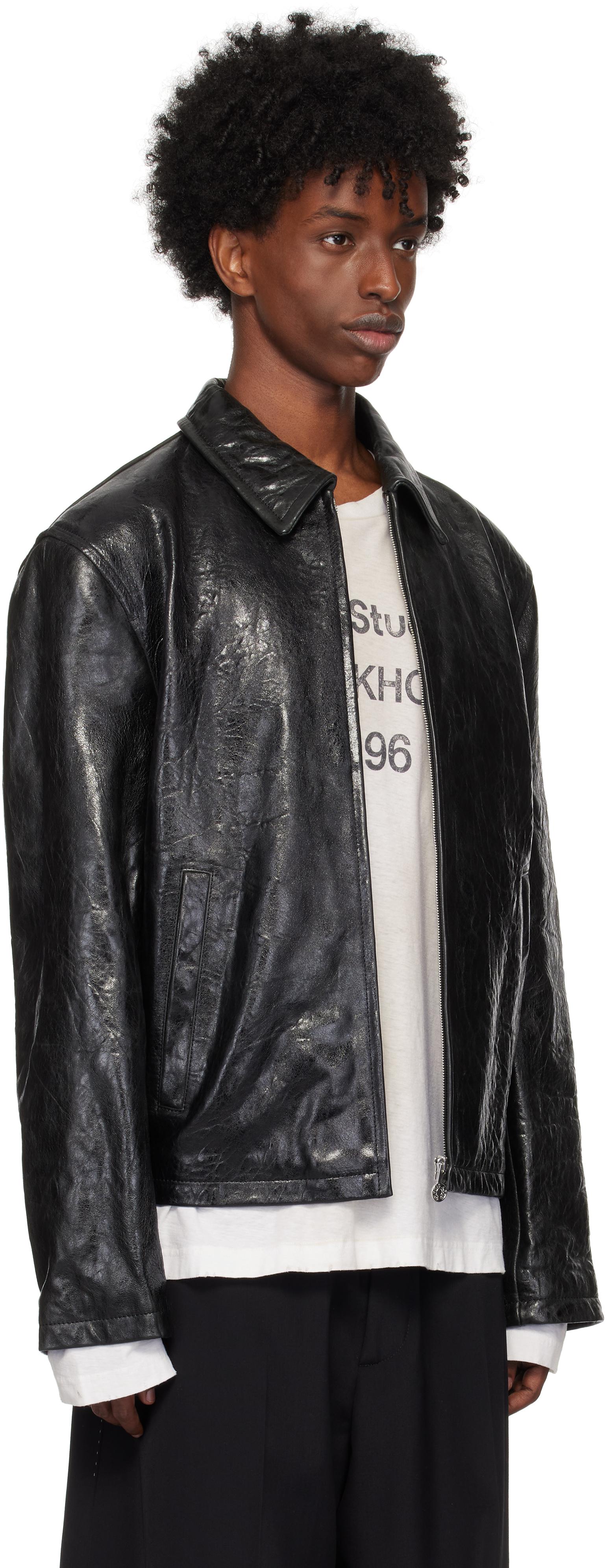 Acne Studios メンズ ブラック Bubble ナッパレザー ジャケット ジャケット