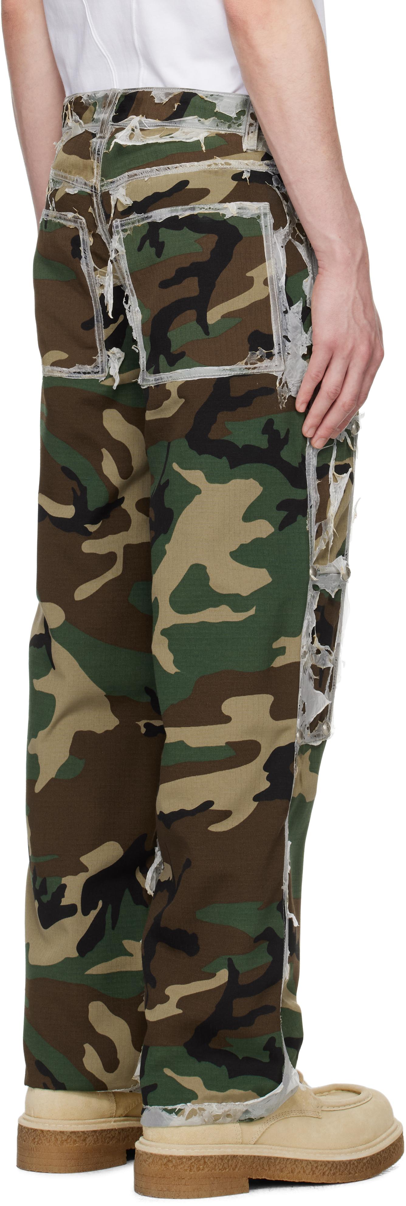【限定数量】 Thug Club Burnt Bio Army Pants THUG CLUB Khaki Burnt Bio Army Cargo Pants in Green for Men