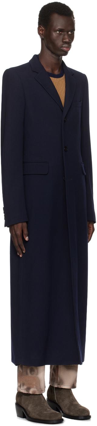 メンズ Dries Van Noten ネイビー ウール コート ブラック | Lyst