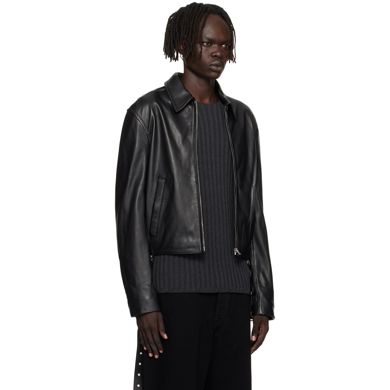 Leather Logo Shirt Jacket