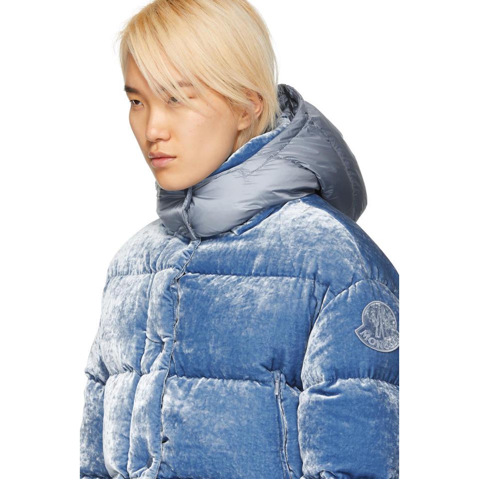 Moncler Blue Velvet Down Caille Jacket Lyst