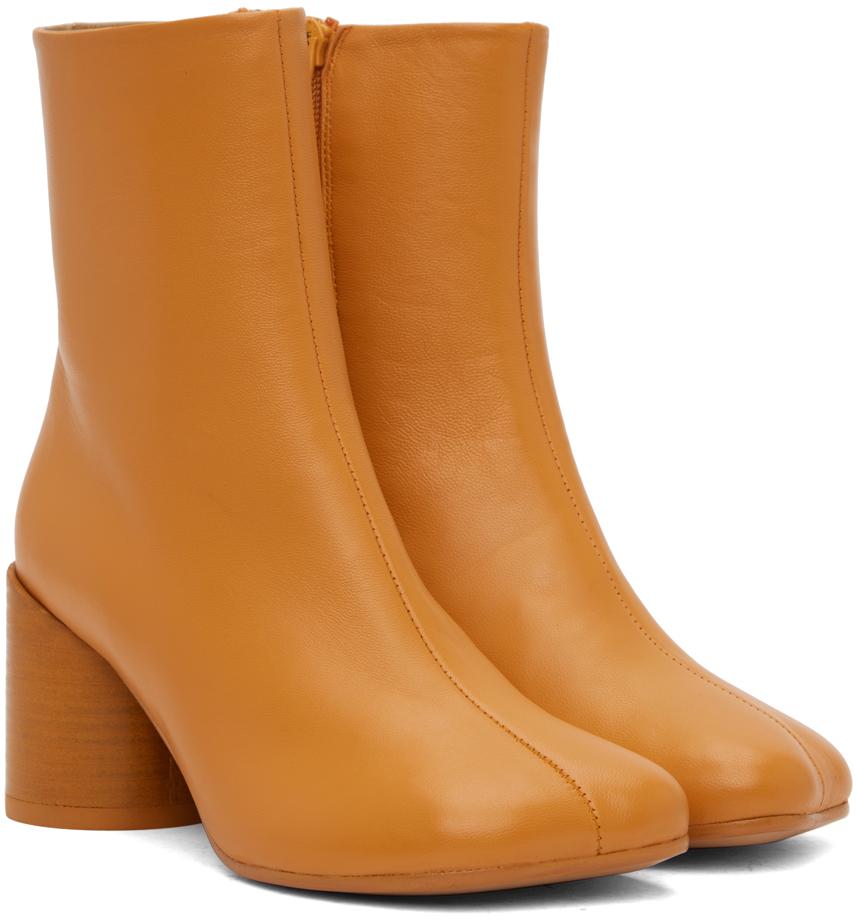 mm6 maison margiela khaki leather boots