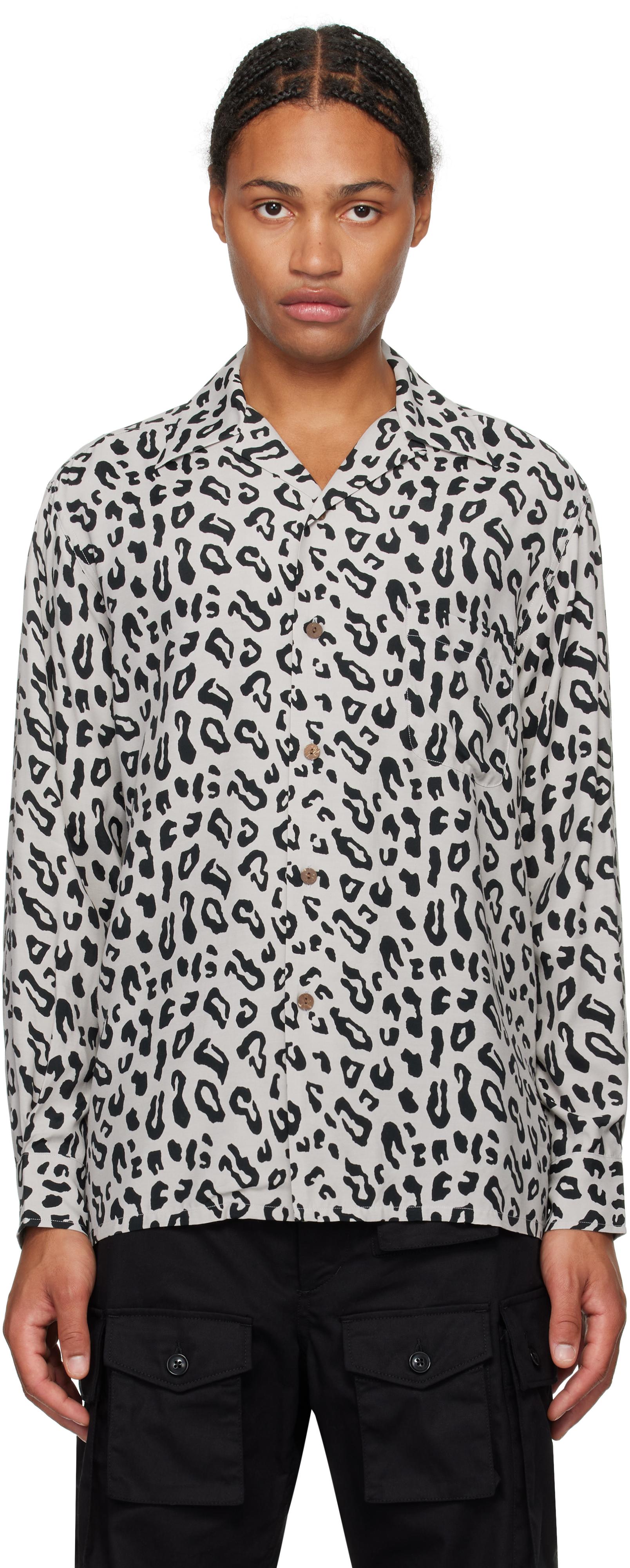 Wacko Maria Leopard Open Collar Shirt in Black for Men | Lyst UK 
