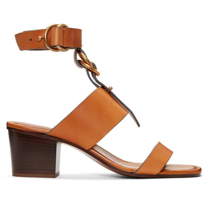 Chloé Leather Tan Kingsley Sandals in Brown - Lyst