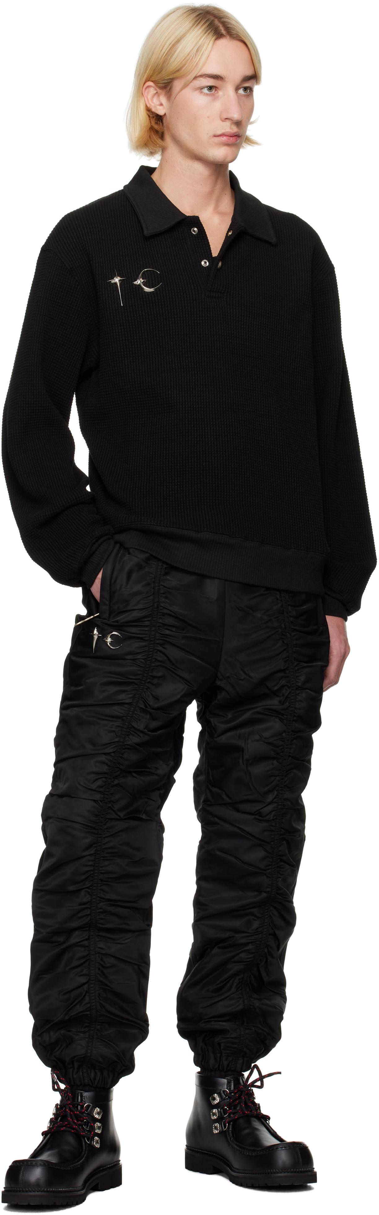 メンズ THUG CLUB ブラック ワッフル 長袖ポロシャツ ブラック | Lyst