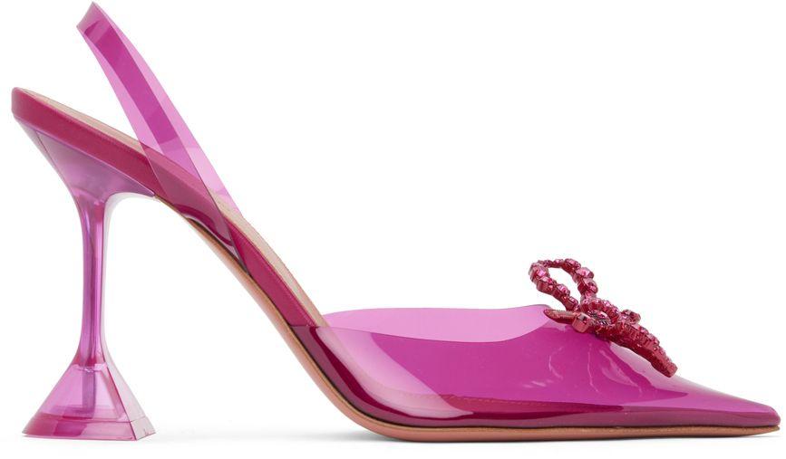 AMINA MUADDI Pink Rosie Glass Sling Heels in Purple Lyst