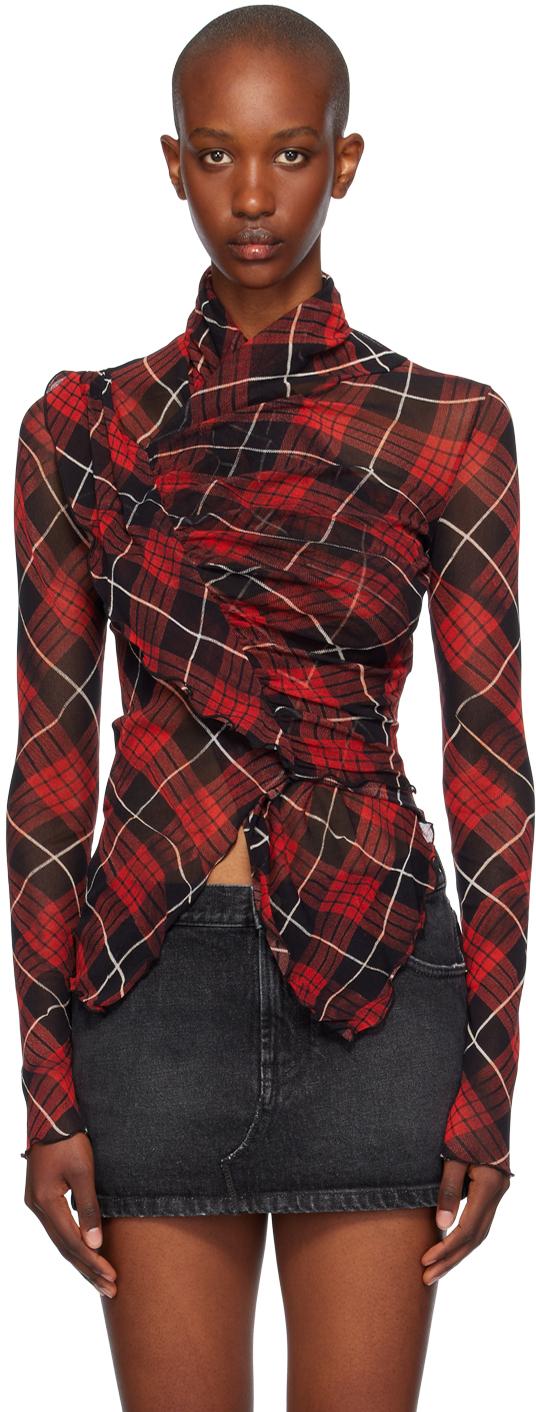 Jean Paul Gaultier レッドブラックチェックミニスカート42 Jean Paul Gaultier レッドブラックチェックミニスカート42