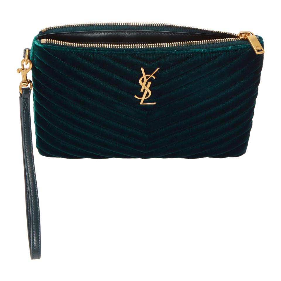 saint laurent green velvet bag
