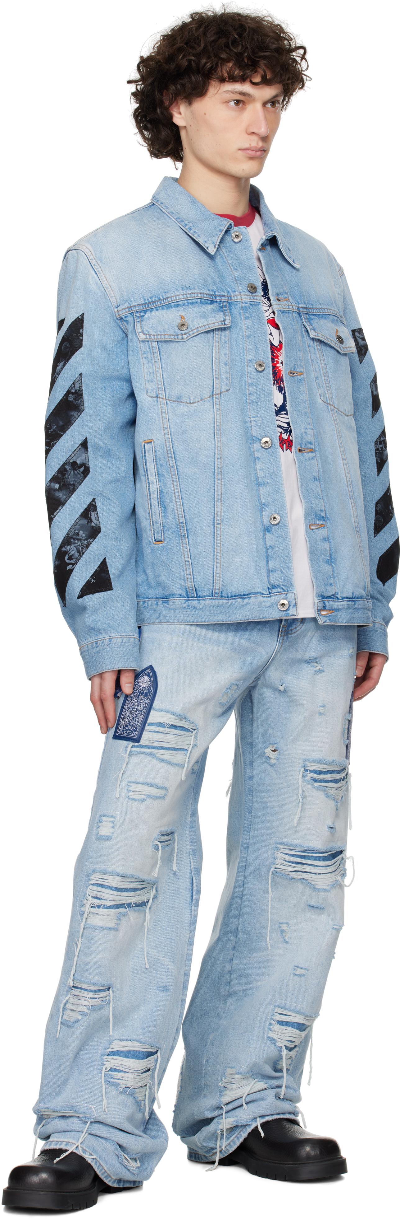 Off-White c/o Virgil Abloh Fresco Diagonal Arrow Denim Jacket in