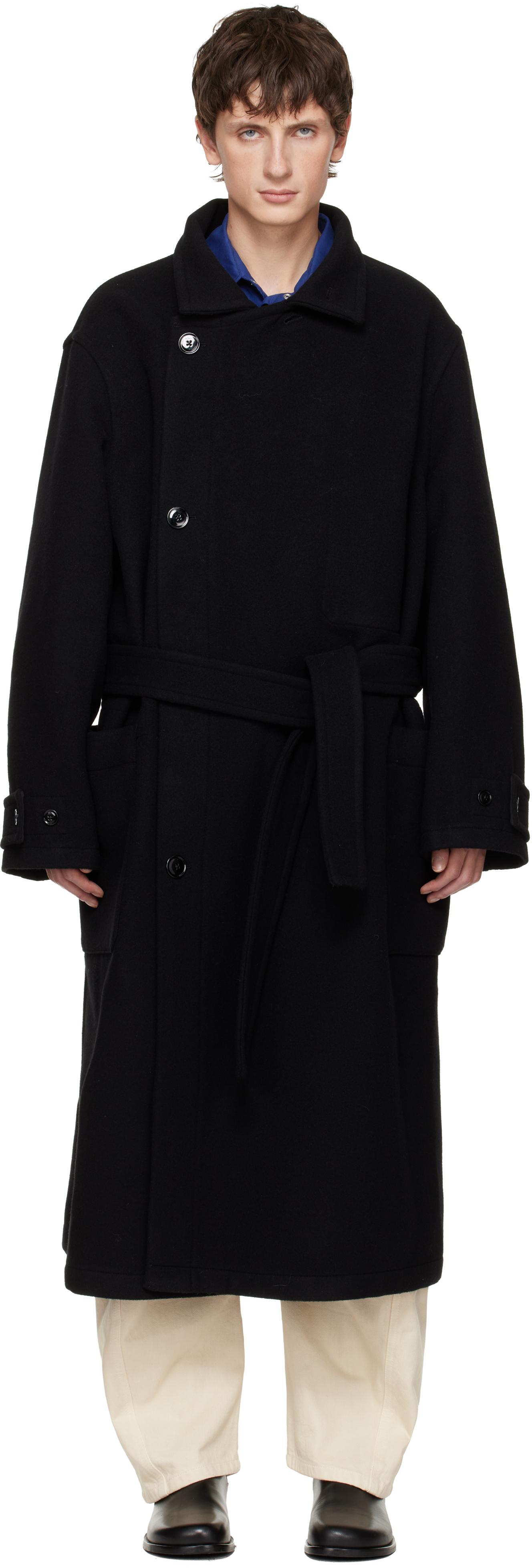 Lemaire Wrap Coat in Black for Men | Lyst