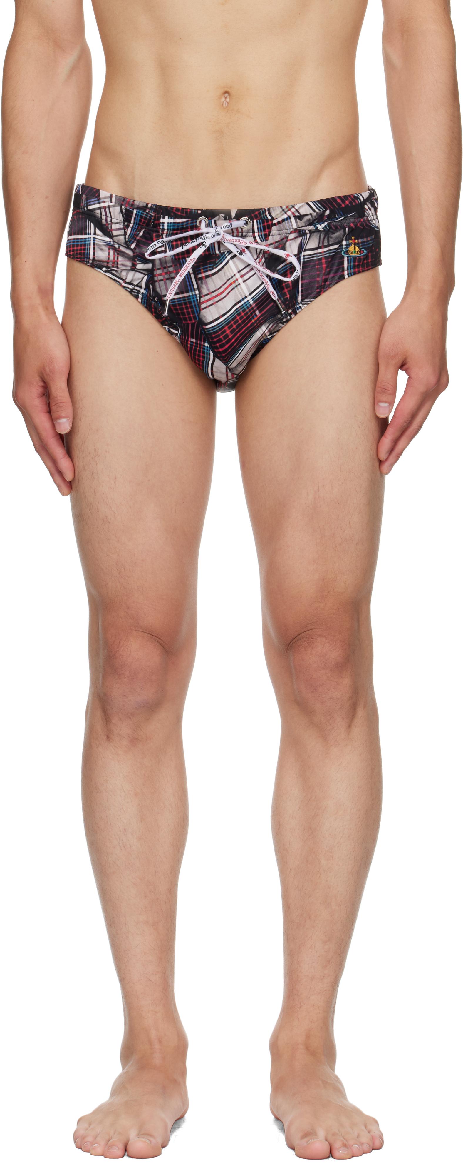 Vivienne Westwood Draped Tarten Swim Briefs in Black for Men | Lyst