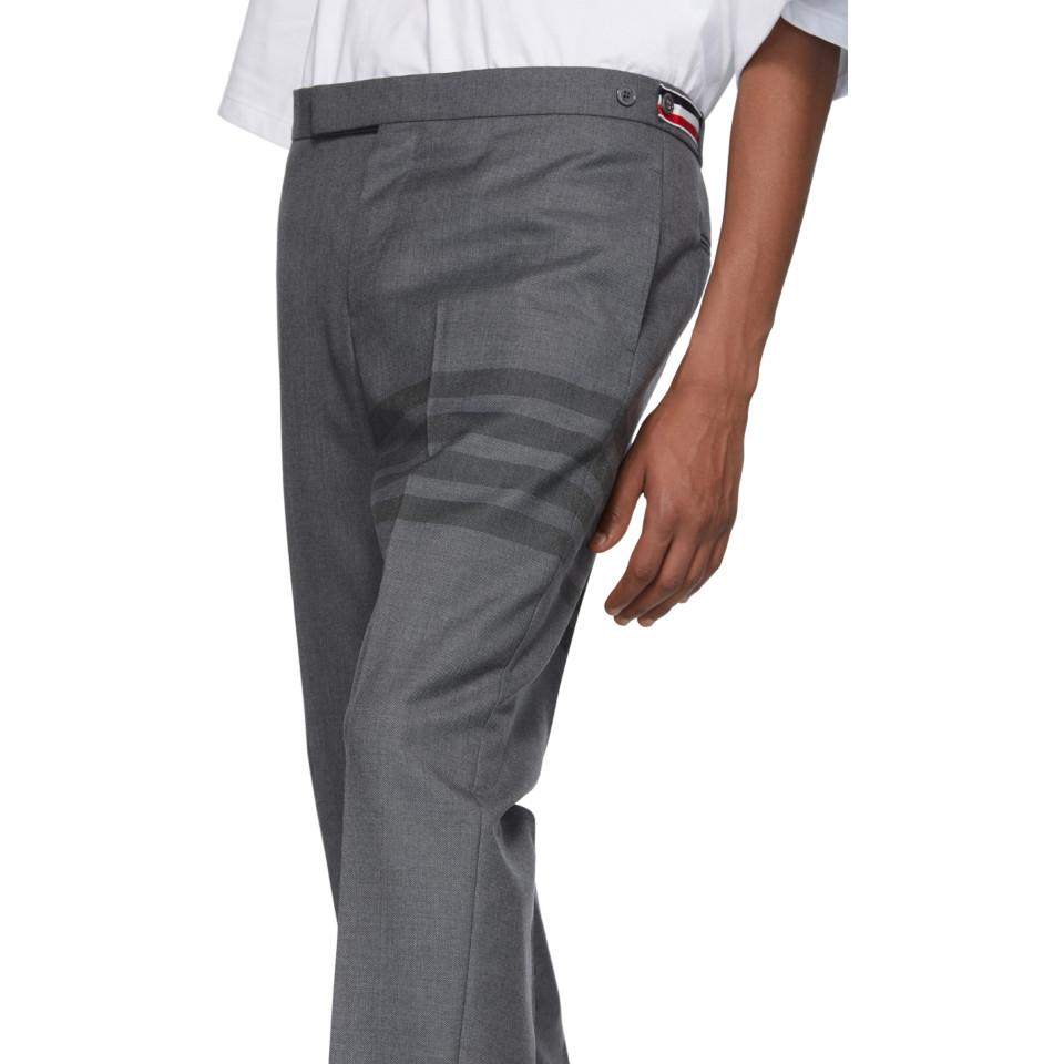 Thom Browne Wool Grey 4bar Sidetab Trousers in Gray for Men Lyst