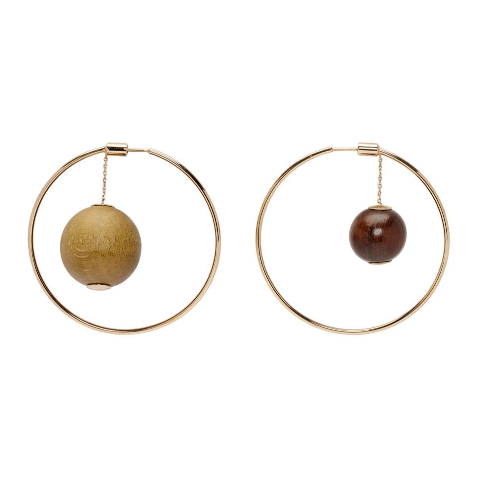 Jacquemus Metallic Gold And Brown Les Creoles Nour Earrings - 