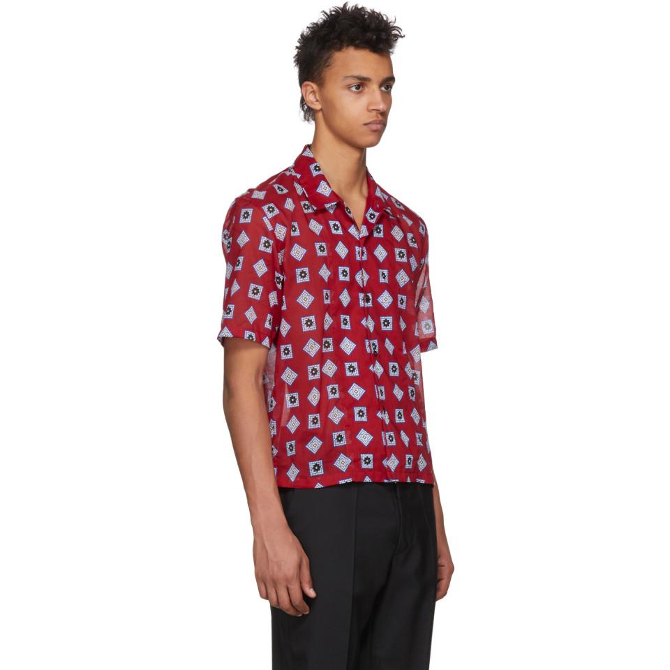 Maison Margiela Cotton Red Short Sleeve Printed Shirt for Men - Lyst