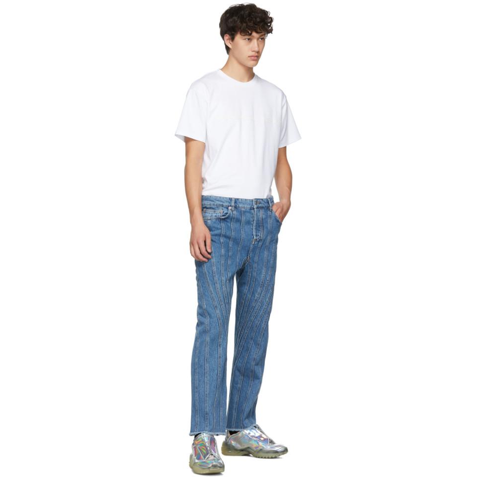 Mugler Denim Blue Low Spiral Jeans for Men - Lyst