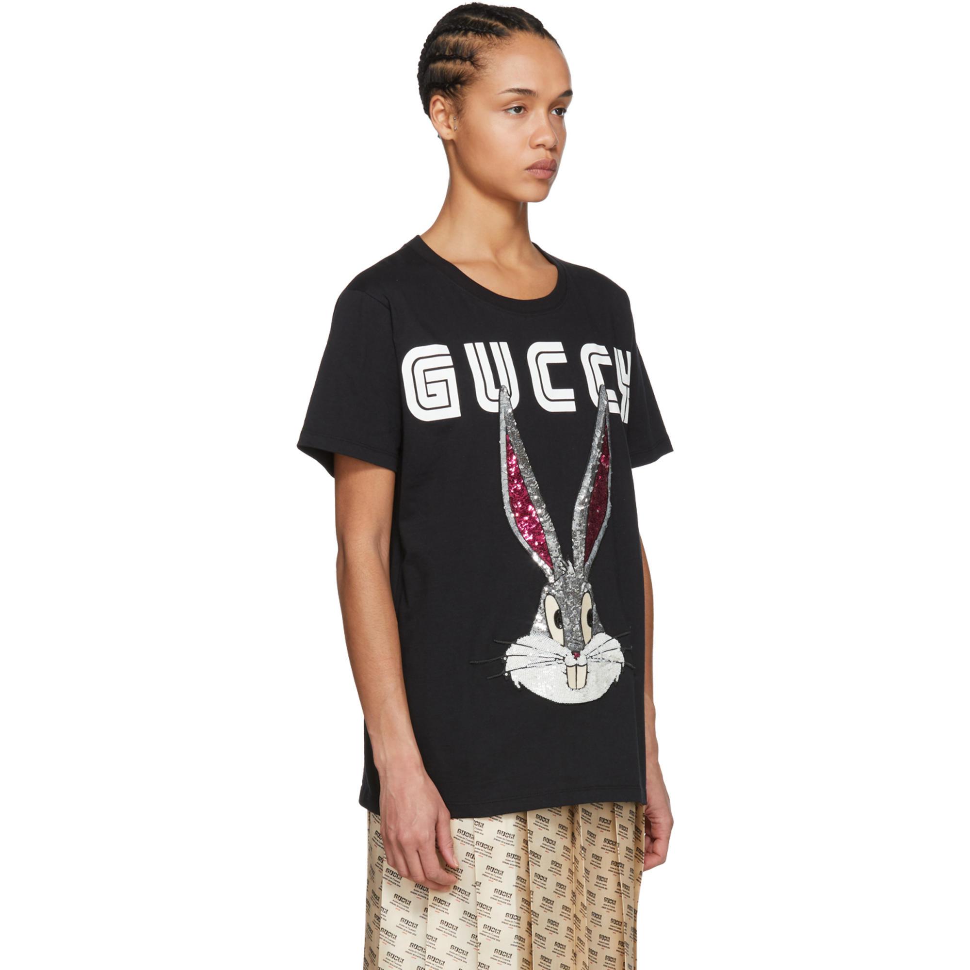 Gucci Black Guccy Crystal Bugs Bunny T-shirt | Lyst