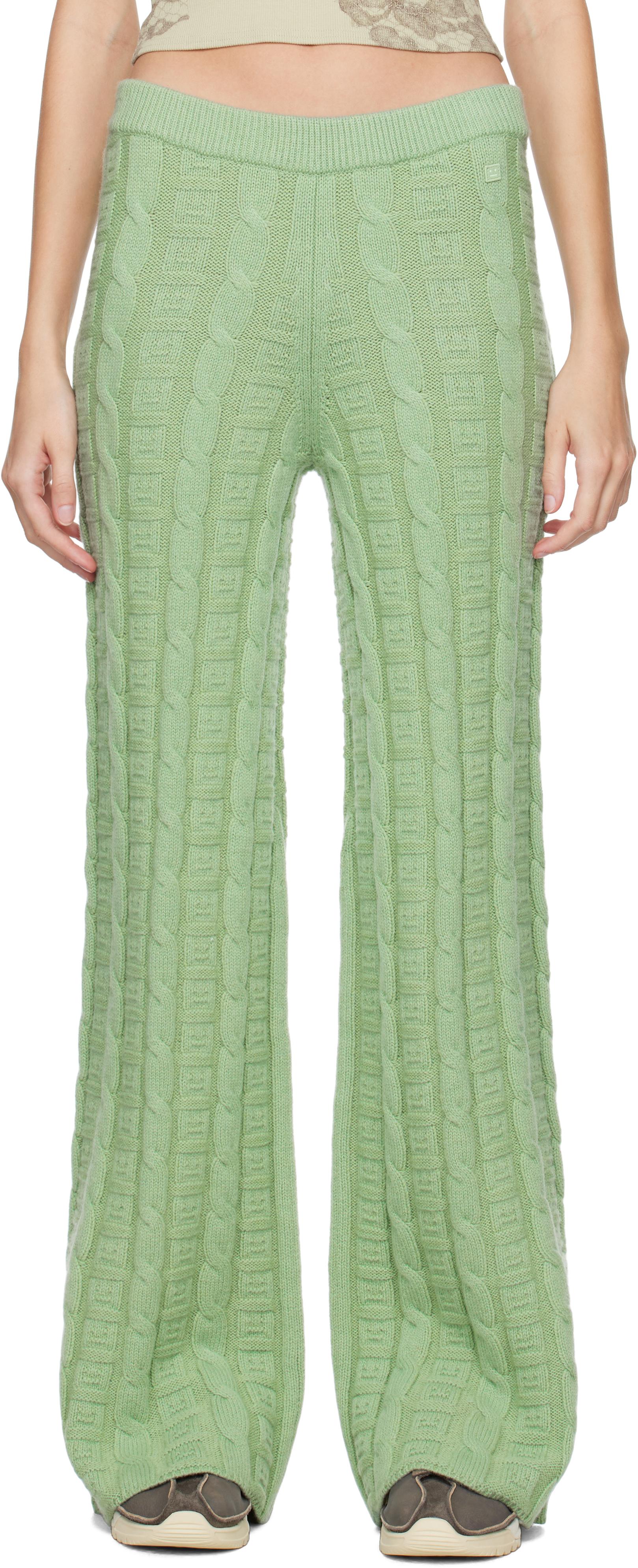 Acne Studios レディース グリーン ーン ケーブルニット トラウザーズ 