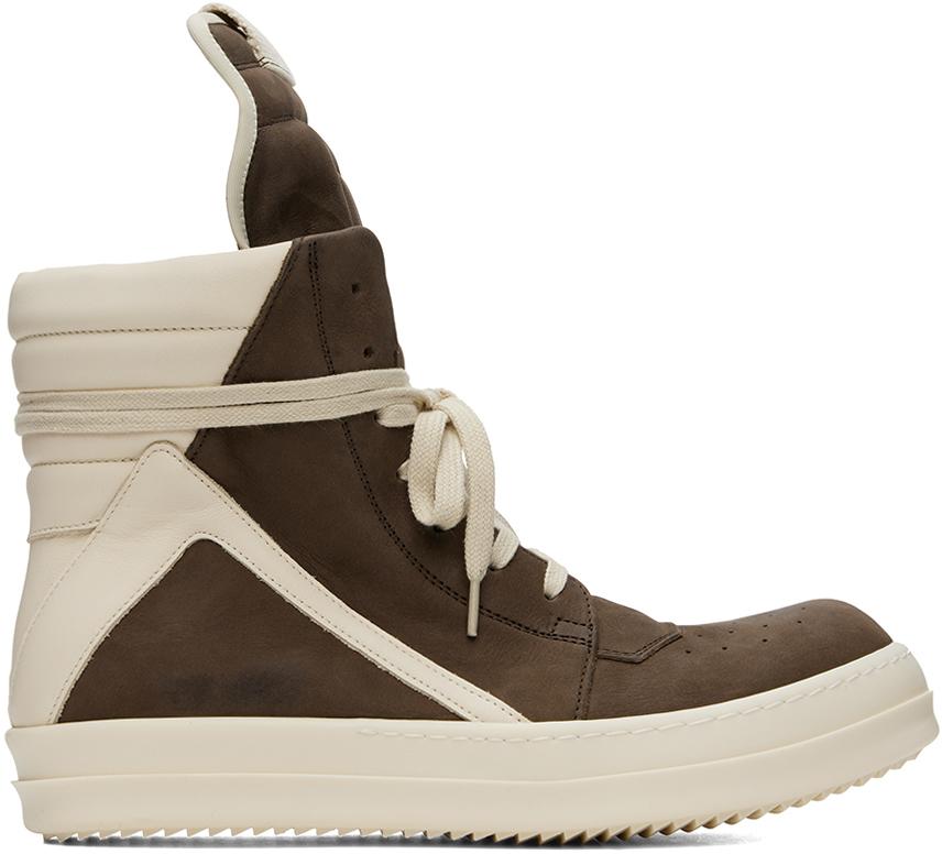 RICK OWENS◆ Porterville Mega Geobasket スニーカー ブラウン Brown & Off-White Porterville Mega Geobasket Sneakers by