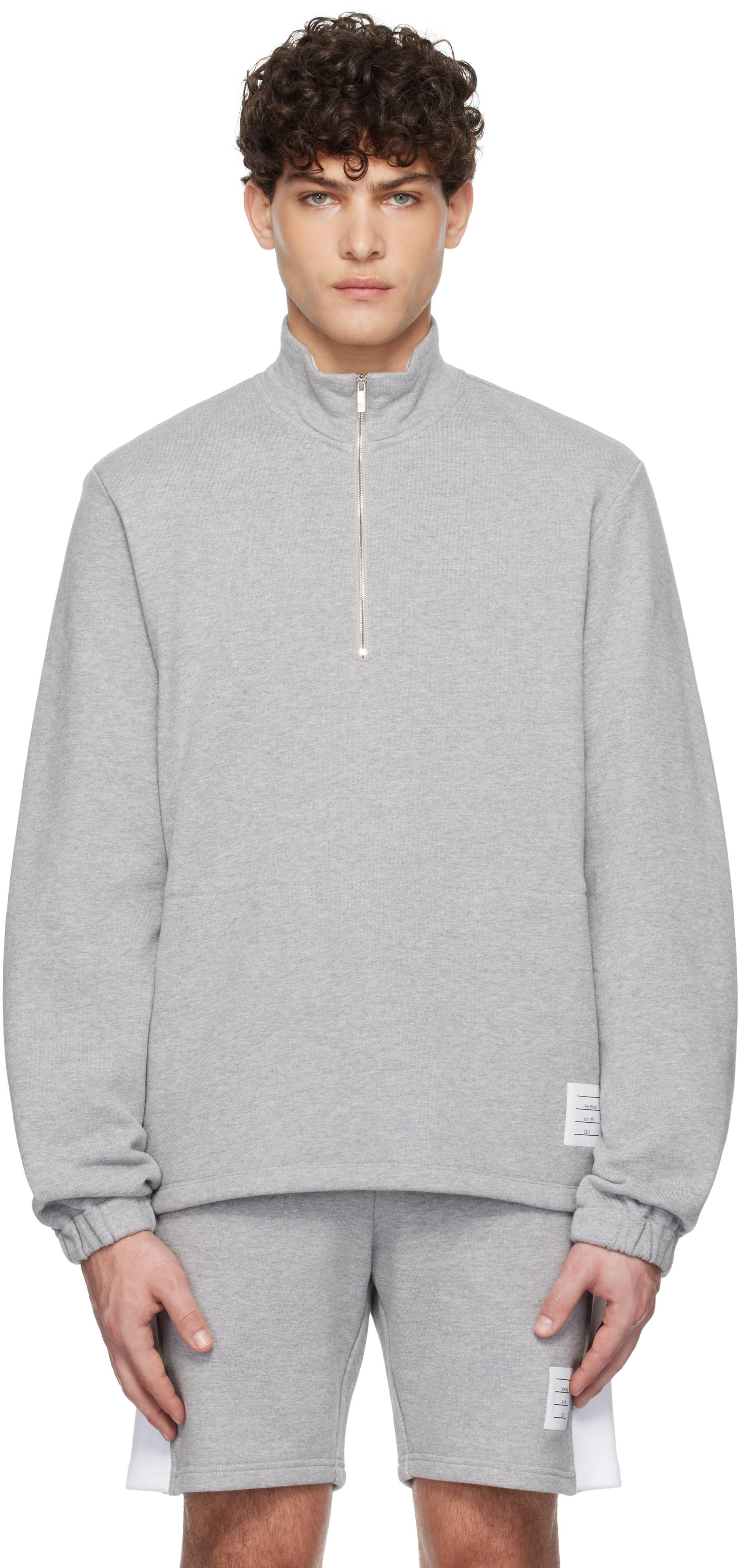 Thom Browne メンズ グレー 4-Bar クラシック ジャージ ハーフジップ  