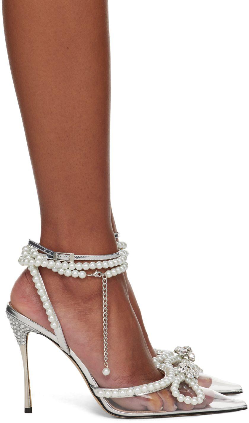 Silver top pearl heels