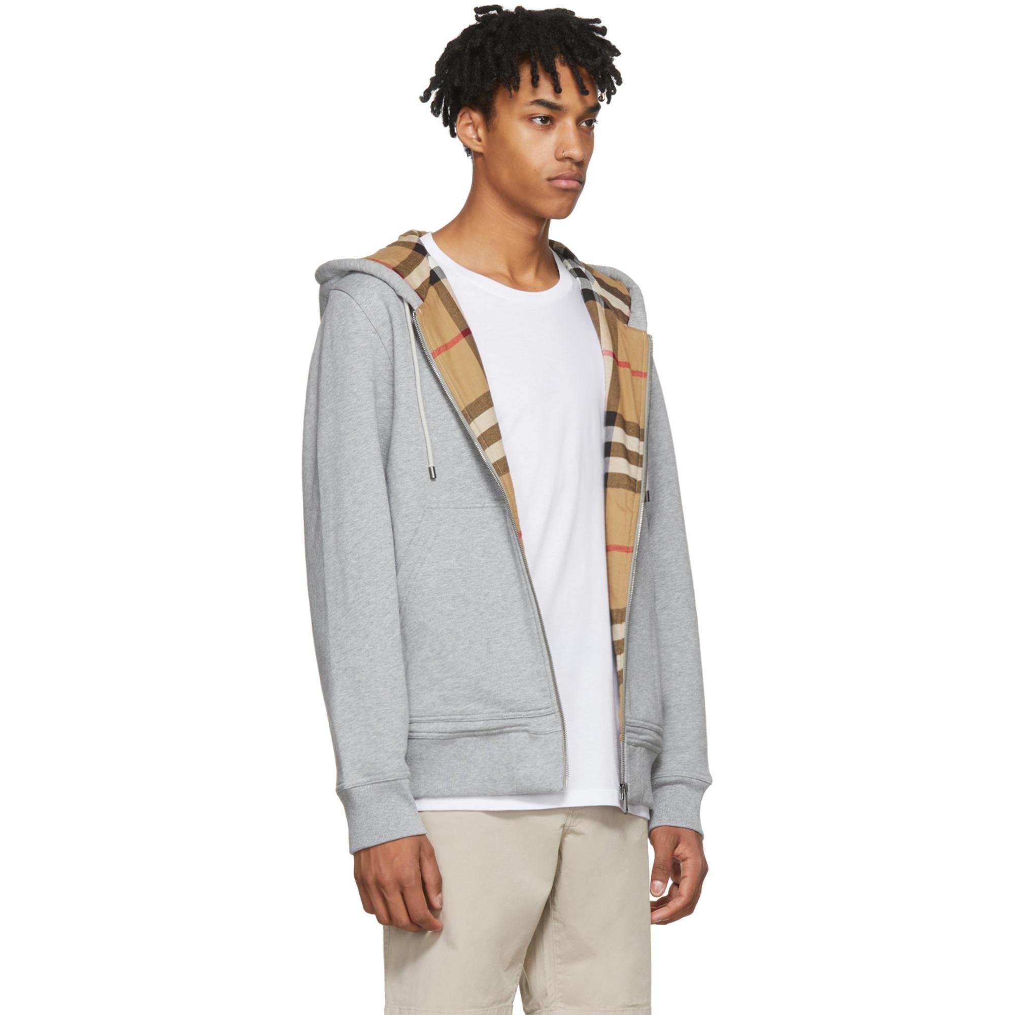 Burberry Grey Fordson Core Zip Hoodie in Gray for Men | Lyst