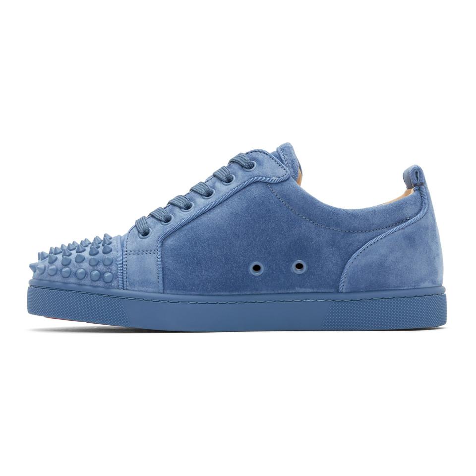 Christian Louboutin Suede Louis Junior Spikes Orlato in Blue for Men - Lyst