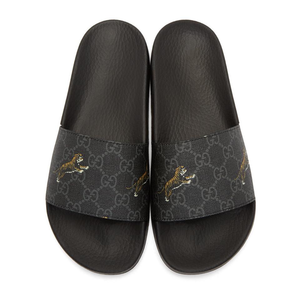 black gg supreme pursuit sandals