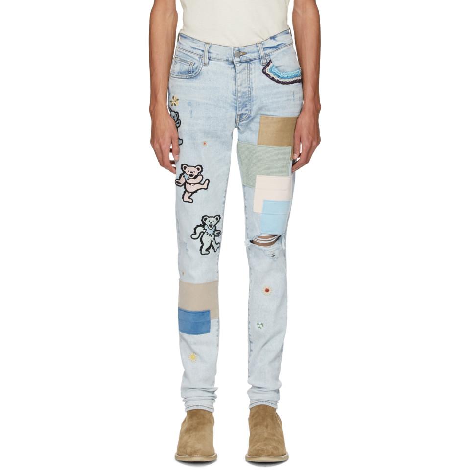 Amiri Blue Grateful Dead Thrasher Jeans for Men | Lyst