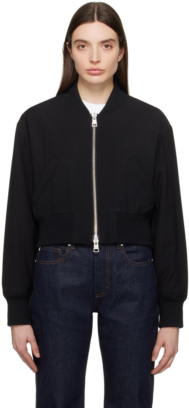 Ami Paris レディース ブラック ジップアップ ボンバージャケット 