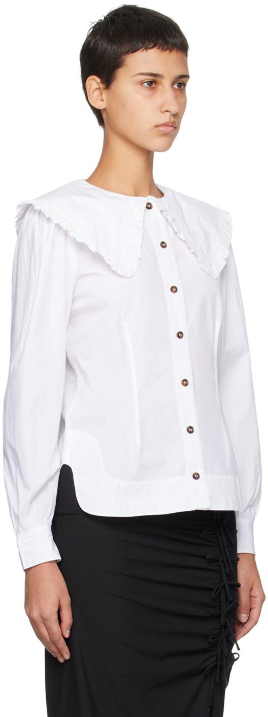 Ganni White Sailor Collar Shirt | Lyst