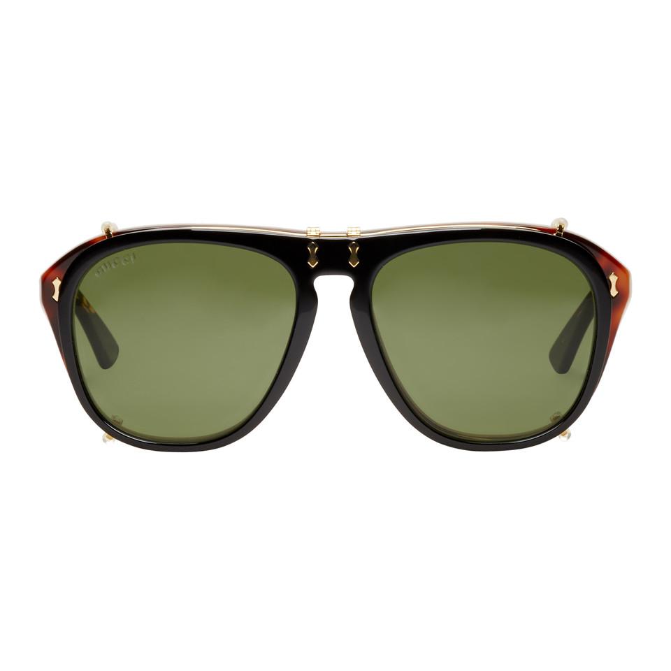 Gucci Tortoiseshell And Black Opulent Luxury Flip-up Sunglasses for Men |  Lyst