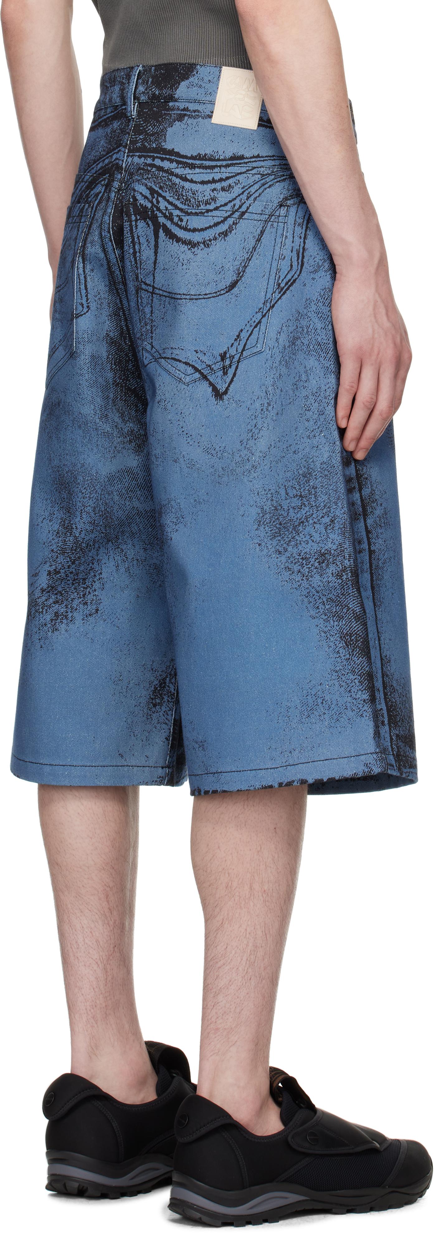 CAMPERLAB Distorted Print Denim Shorts in Blue for Men | Lyst