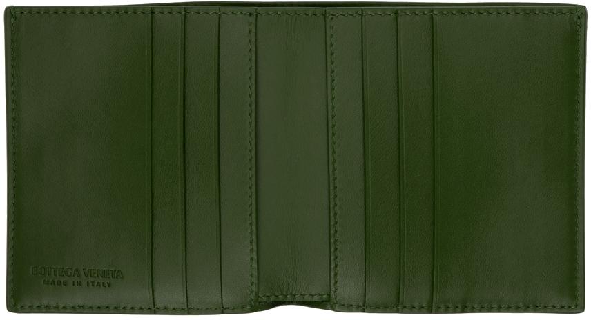 Bottega Veneta メンズ グリーン ーン レザー 二つ折り財布 財布 