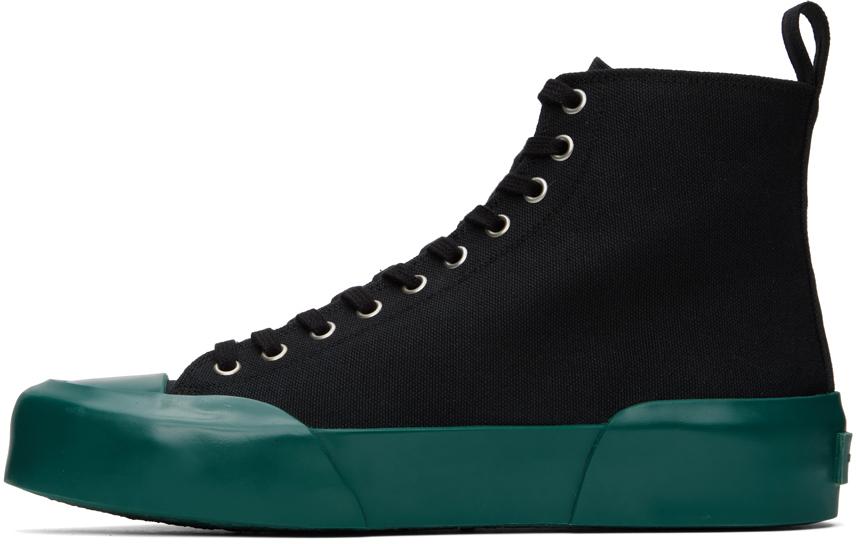 Jil Sander メンズ ブラック &ーン ハイカットスニーカー スニーカー Jil Sander メンズ ブラック &ーン ハイカットスニーカー スニーカー