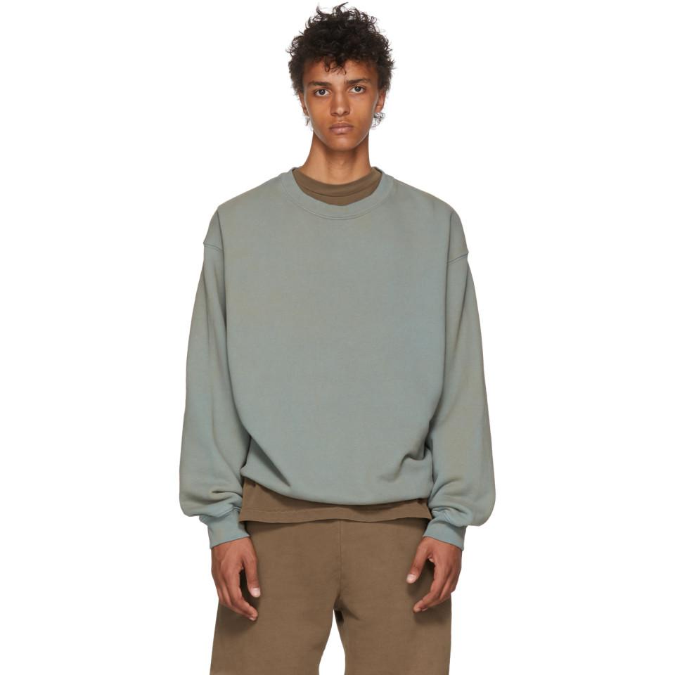 Yeezy Cotton Blue Crewneck Sweatshirt in Gray for Men | Lyst
