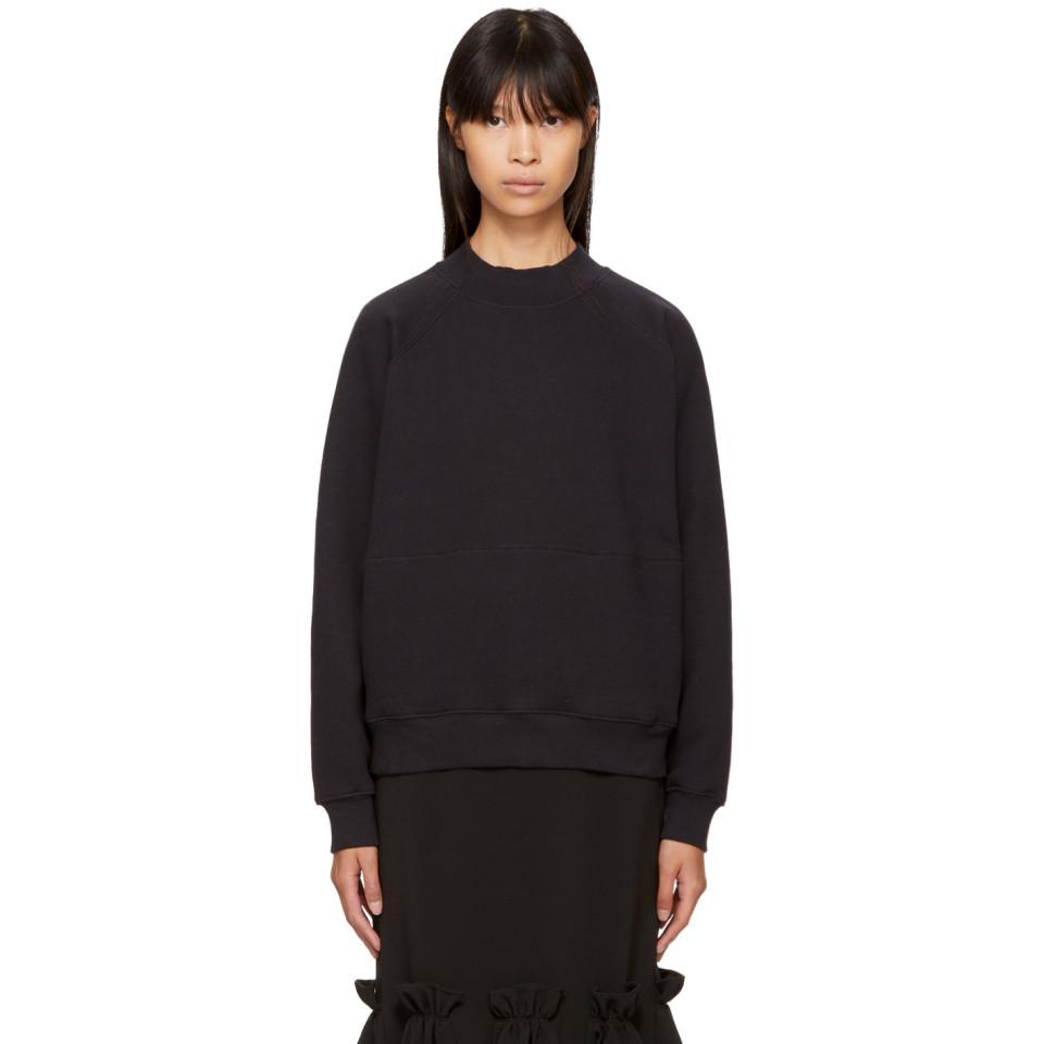 Download YMC Cotton Black Mock Neck Sweatshirt - Lyst