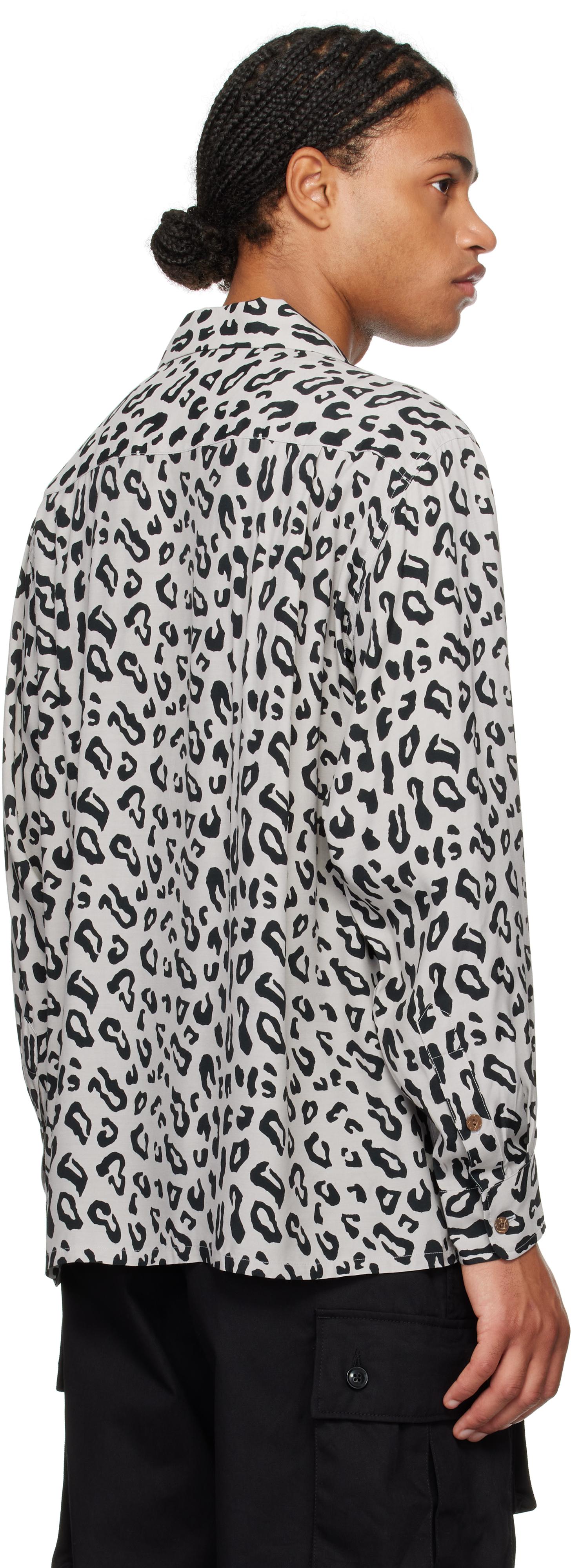 Wacko Maria Leopard Open Collar Shirt in Black for Men | Lyst UK 