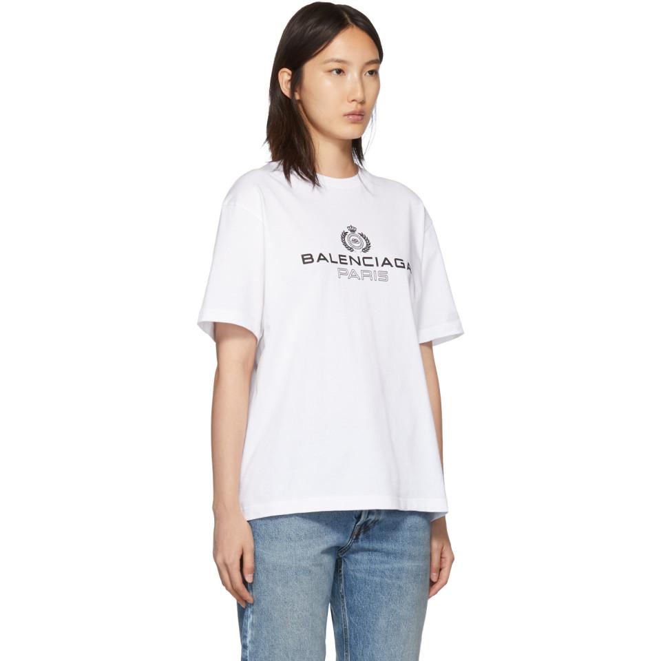 Balenciaga Cotton White Paris Laurel T-shirt - Lyst