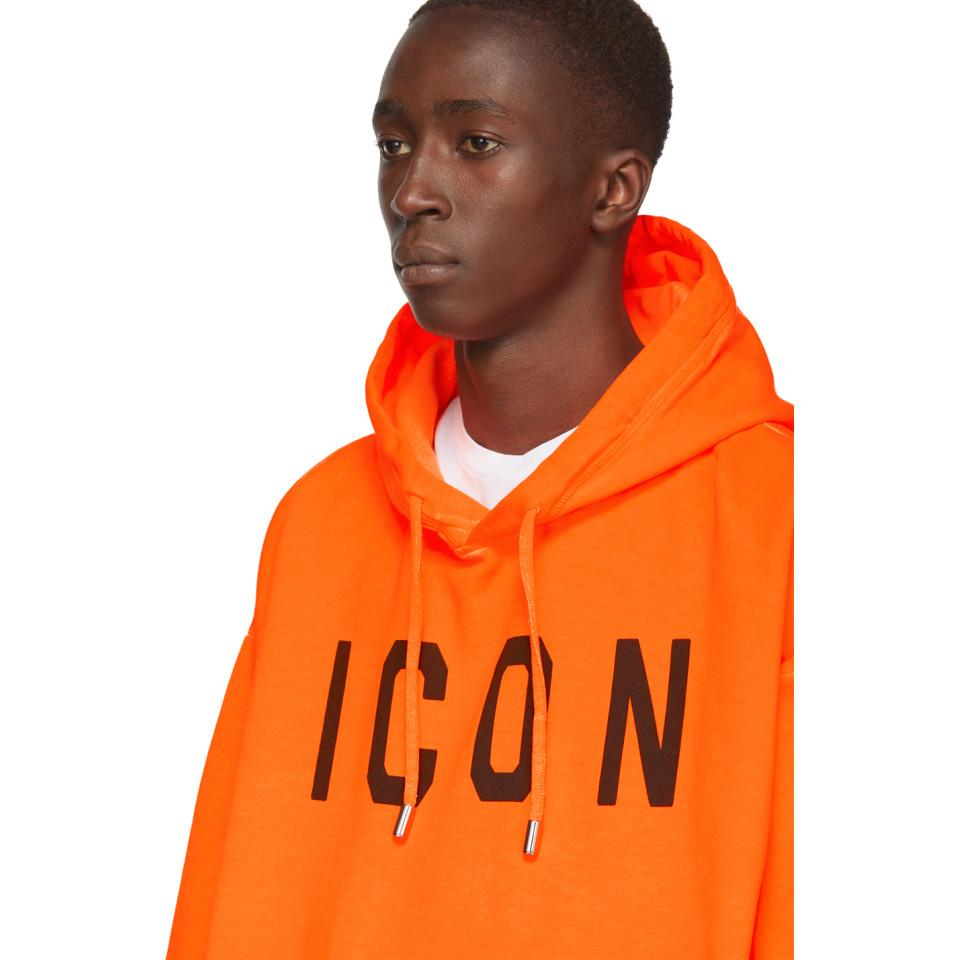 DSquared² Cotton Orange Fluo Dyed Icon Hoodie for Men - Lyst
