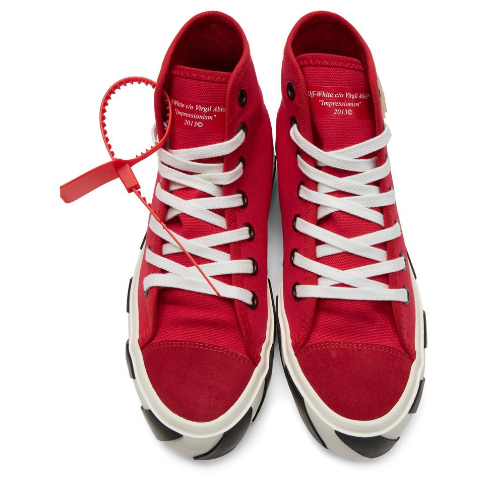 Off-White c/o Virgil Abloh Canvas Red Vulcanized High-top Sneakers for