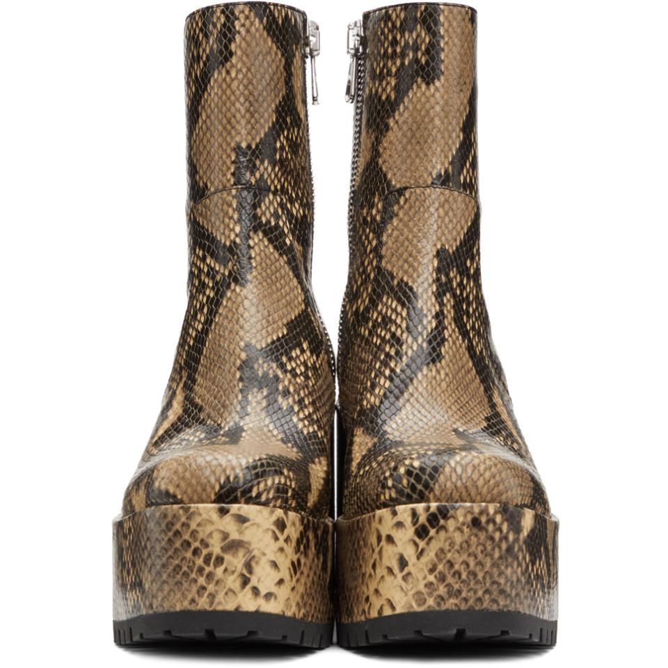 Dries Van Noten Leather Beige Snake Platform Zip-up Boots in Natural for  Men | Lyst