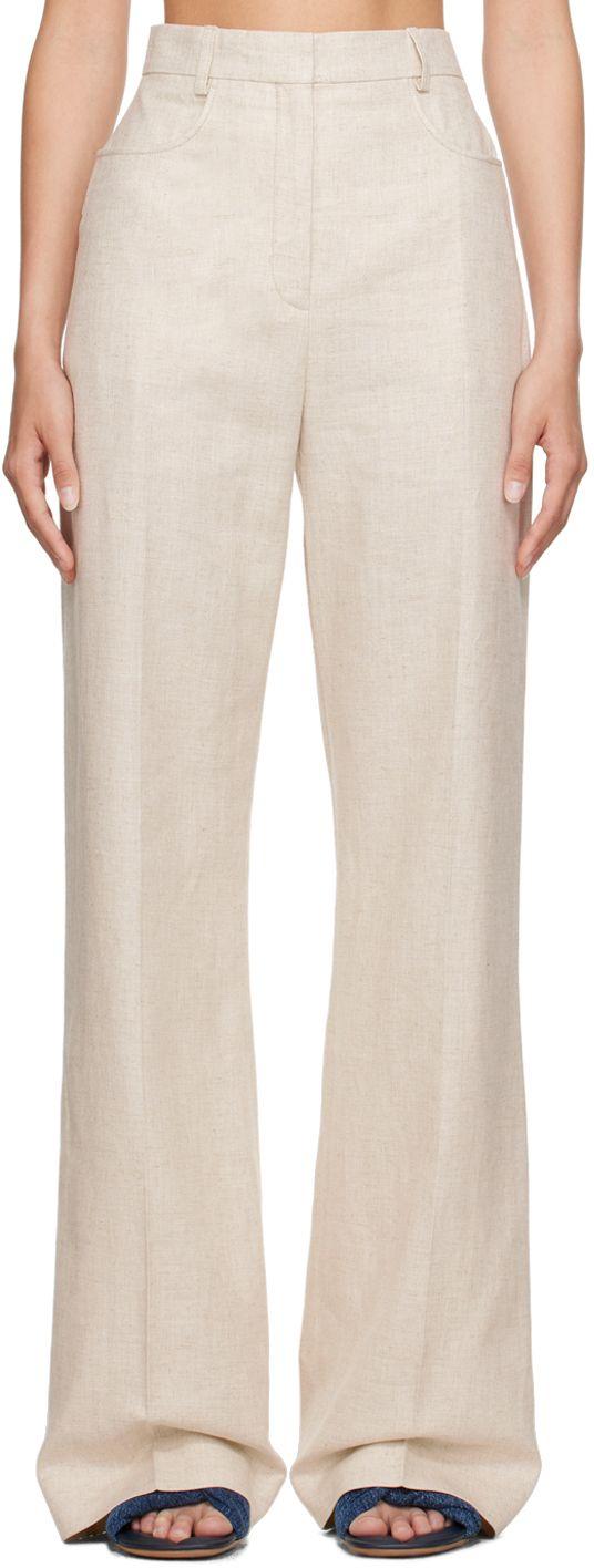 Jacquemus Beige Le Chouchou 'le Pantalon Sauge' Trousers in White | Lyst
