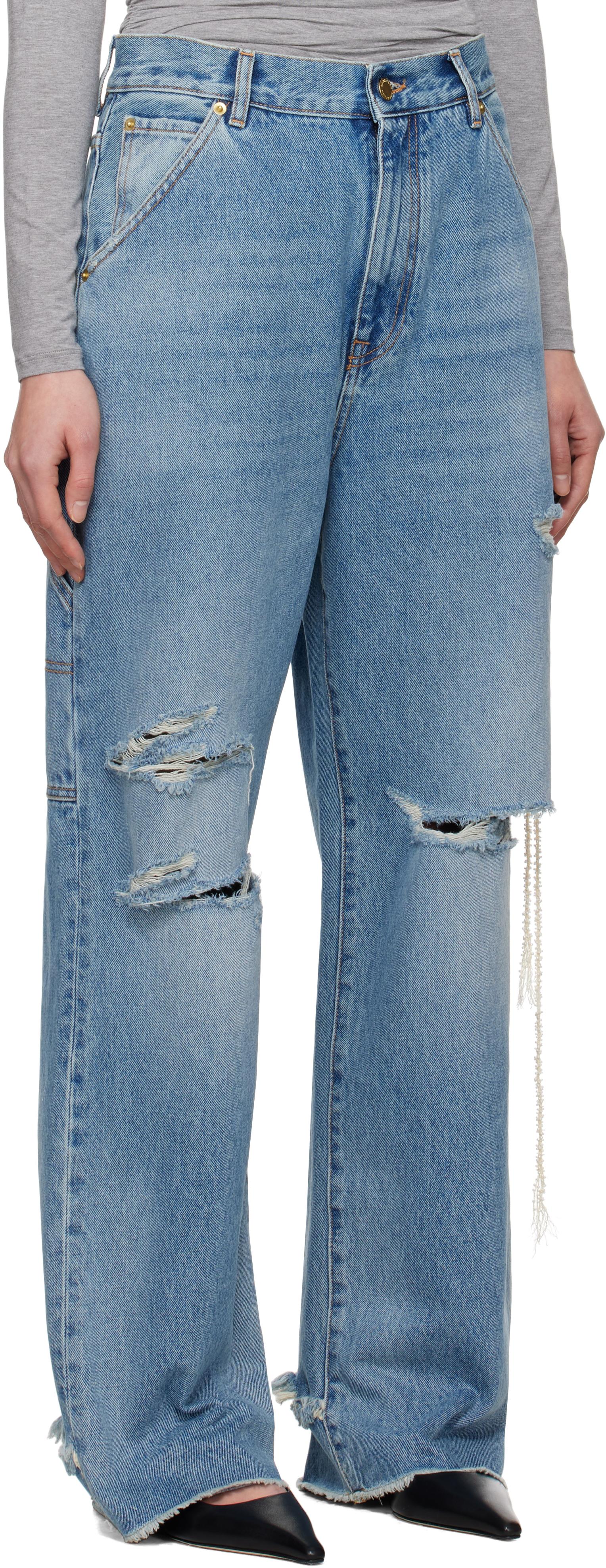 DARKPARK Lisa Chain Adorned Loose Fit Carpenter Jeans in