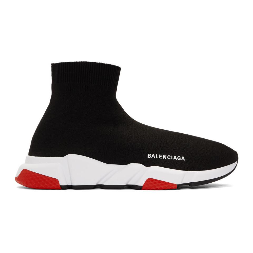 Balenciaga Black And Red Speed Sneakers for Men - Lyst