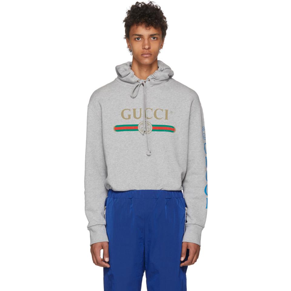 Gucci Grey Dragon Hoodie in Gray for Men | Lyst