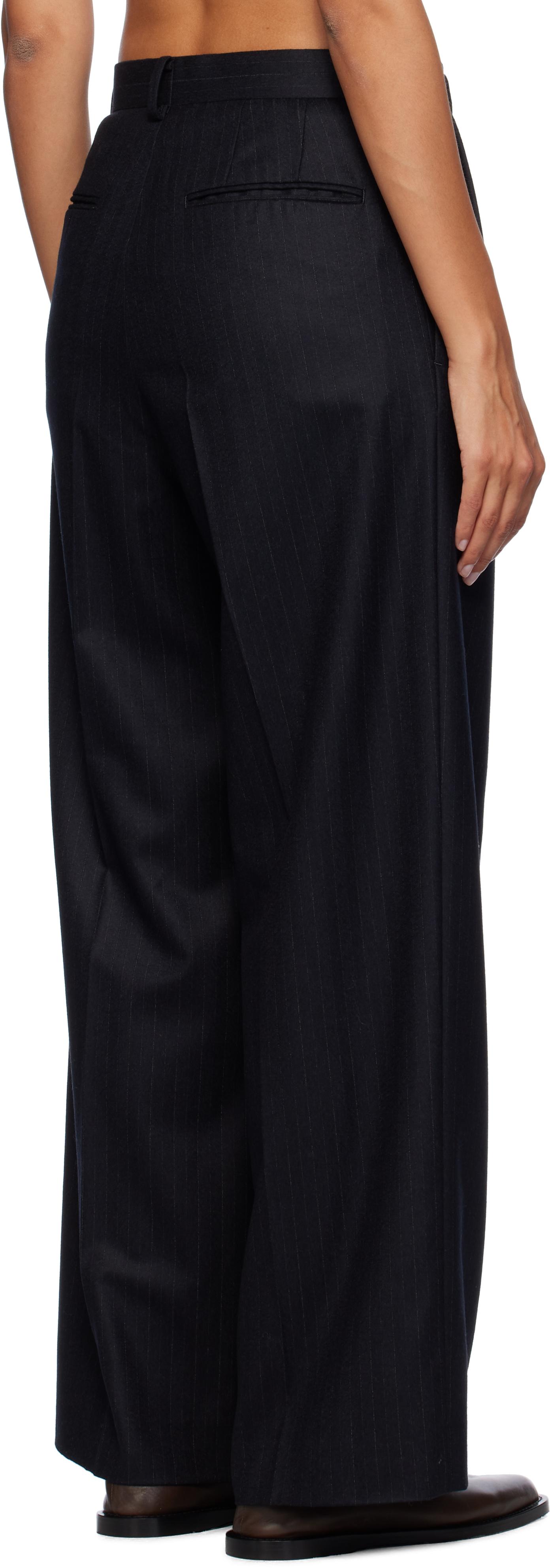 AURALEE Wool Fulling Flannel Stripe Trousers in Black | Lyst