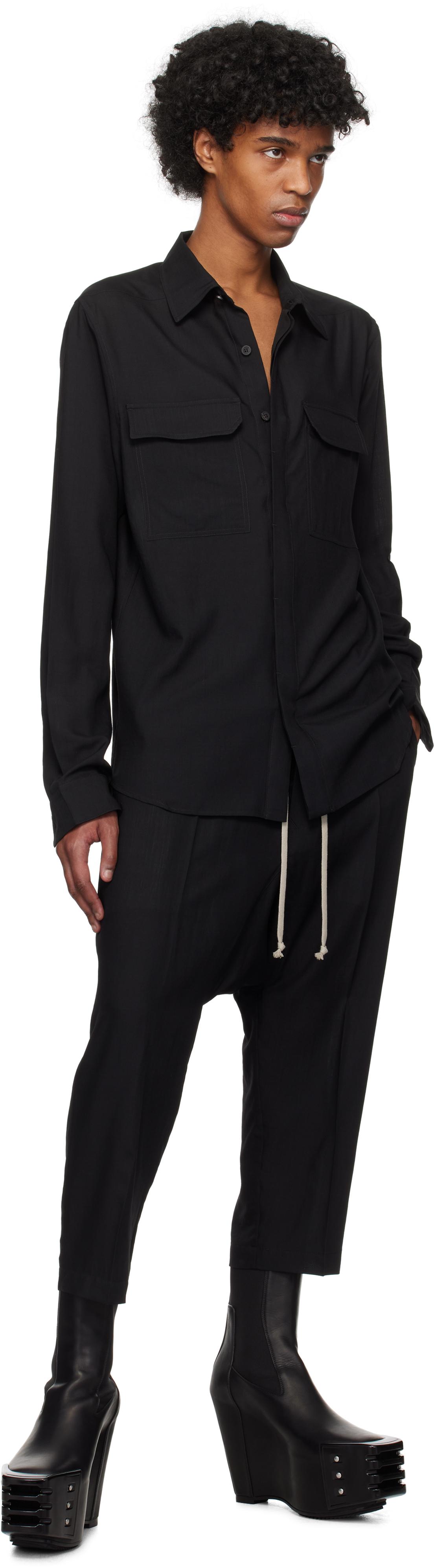 メンズ Rick Owens ブラック Hollywood ドローストリング クロップド