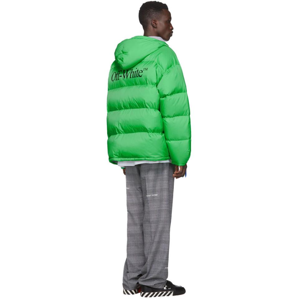 Off-White c/o Virgil Abloh Printed Techno Puffer Jacket W/ Hood in Green  for Men | Lyst