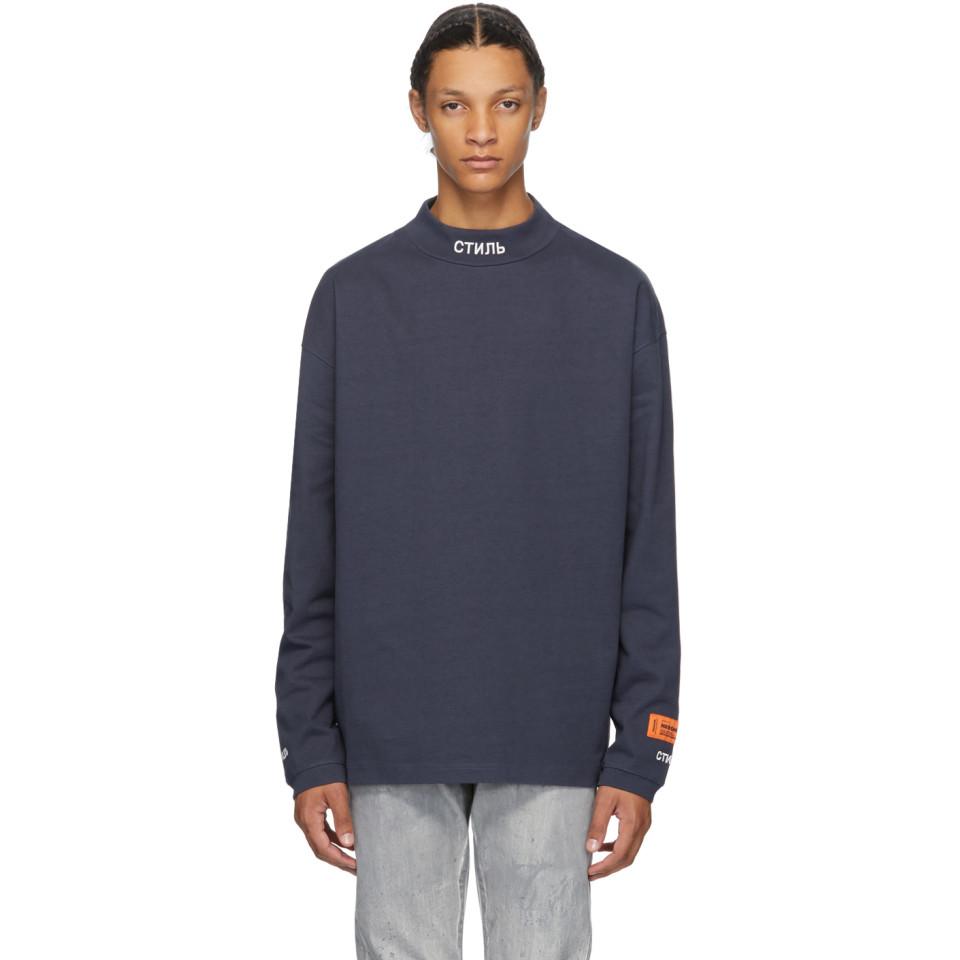 Heron Preston Cotton Navy Style Long Sleeve T-shirt in Blue for Men - Lyst