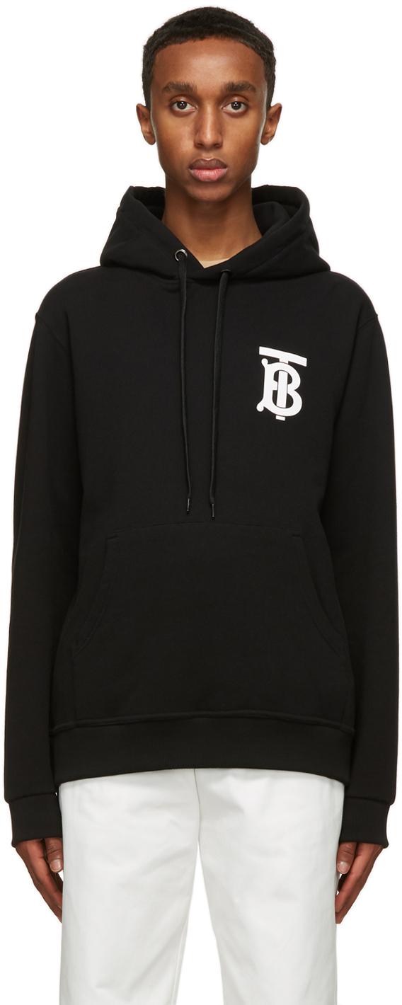 Burberry Landon Tb-logo Cotton Hooded Sweatshirt in Black for Men | Lyst